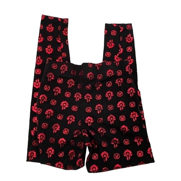 Mighty Fine World of Warcraft Leggings Large Black Metallic Red Logos - Picture 4 of 6